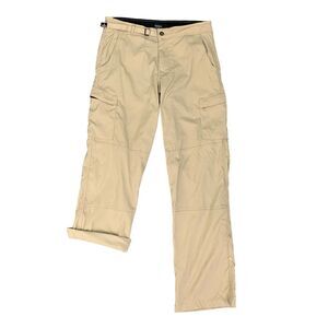 Prana Pants Mens M Medium Beige Cargo Pockets Belted Lightweight Active Outdoor